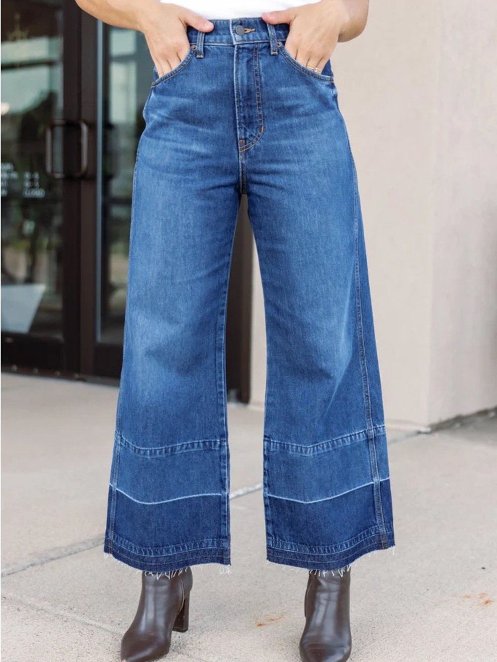 Veronica Beard Taylor Wide Leg Crop High Rise Jeans